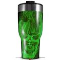 Skin Wrap Decal for 2017 RTIC Tumblers 40oz Flaming Fire Skull Green (TUMBLER NOT INCLUDED)