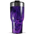Skin Wrap Decal for 2017 RTIC Tumblers 40oz Flaming Fire Skull Purple (TUMBLER NOT INCLUDED)