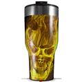 Skin Wrap Decal for 2017 RTIC Tumblers 40oz Flaming Fire Skull Yellow (TUMBLER NOT INCLUDED)