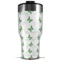 Skin Wrap Decal for 2017 RTIC Tumblers 40oz Pastel Butterflies Green on White (TUMBLER NOT INCLUDED)