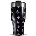Skin Wrap Decal for 2017 RTIC Tumblers 40oz Pastel Butterflies Purple on Black (TUMBLER NOT INCLUDED)
