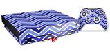 Skin Wrap compatible with XBOX One X Console and Controller Zig Zag Blues