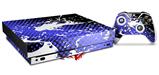 Skin Wrap compatible with XBOX One X Console and Controller Halftone Splatter White Blue