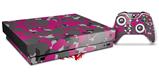 Skin Wrap compatible with XBOX One X Console and Controller WraptorCamo Old School Camouflage Camo Fuschia Hot Pink