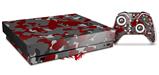 Skin Wrap compatible with XBOX One X Console and Controller WraptorCamo Old School Camouflage Camo Red Dark