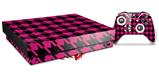 Skin Wrap compatible with XBOX One X Console and Controller Houndstooth Hot Pink on Black