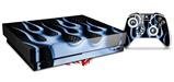 Skin Wrap compatible with XBOX One X Console and Controller Metal Flames Blue