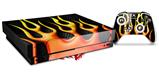 Skin Wrap compatible with XBOX One X Console and Controller Metal Flames