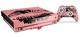 Skin Wrap compatible with XBOX One X Console and Controller Big Kiss Lips Black on Pink