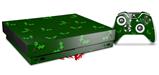 Skin Wrap compatible with XBOX One X Console and Controller Christmas Holly Leaves on Green