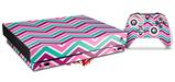 Skin Wrap compatible with XBOX One X Console and Controller Zig Zag Teal Pink Purple