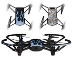 Skin Decal Wrap 2 Pack for DJI Ryze Tello Drone Metal Flames Blue DRONE NOT INCLUDED