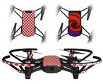 Skin Decal Wrap 2 Pack for DJI Ryze Tello Drone Checkered Canvas Red and White DRONE NOT INCLUDED