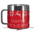Skin Decal Wrap for Yeti Coffee Mug 14oz Ugly Holiday Christmas Sweater - Happy Holidays Sweater Red 01 - 14 oz CUP NOT INCLUDED by WraptorSkinz
