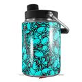 Skin Decal Wrap for Yeti Half Gallon Jug Scattered Skulls Neon Teal - JUG NOT INCLUDED by WraptorSkinz