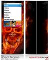 iPod Nano 4G Skin Flaming Fire Skull Orange