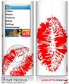 iPod Nano 4G Skin Big Kiss Lips Red on White