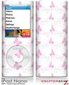 iPod Nano 4G Skin Pastel Butterflies Pink on White