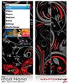 iPod Nano 4G Skin Twisted Garden Gray and Red
