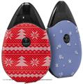Skin Decal Wrap 2 Pack compatible with Suorin Drop Ugly Holiday Christmas Sweater - Christmas Trees Red 01 VAPE NOT INCLUDED