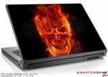 Large Laptop Skin Flaming Fire Skull Orange