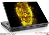 Large Laptop Skin Flaming Fire Skull Yellow