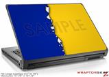 Large Laptop Skin Ripped Colors Blue Yellow