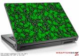 Large Laptop Skin Scattered Skulls Green