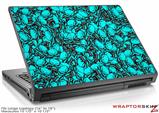 Large Laptop Skin Scattered Skulls Neon Teal