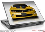 Large Laptop Skin 2010 Chevy Camaro Yellow - Black Stripes