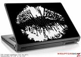 Large Laptop Skin Big Kiss Lips White on Black