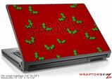 Large Laptop Skin Christmas Holly Leaves on Red