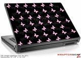 Large Laptop Skin Pastel Butterflies Pink on Black