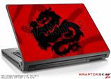Large Laptop Skin Oriental Dragon Black on Red
