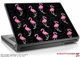 Large Laptop Skin Flamingos on Black