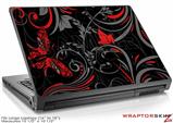 Large Laptop Skin Twisted Garden Gray and Red
