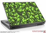 Medium Laptop Skin Scattered Skulls Neon Green
