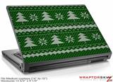 Medium Laptop Skin Ugly Holiday Christmas Sweater - Christmas Trees Green 01