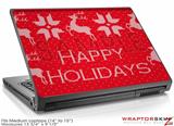 Medium Laptop Skin Ugly Holiday Christmas Sweater - Happy Holidays Sweater Red 01