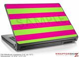 Medium Laptop Skin Kearas Psycho Stripes Neon Green and Hot Pink