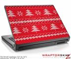 Small Laptop Skin Ugly Holiday Christmas Sweater - Christmas Trees Red 01