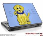 Small Laptop Skin Puppy Dogs on Blue