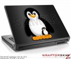 Small Laptop Skin Penguins on Black