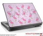 Small Laptop Skin Flamingos on Pink
