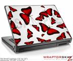 Small Laptop Skin Butterflies Red