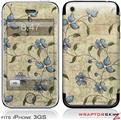 iPhone 3GS Decal Style Skin - Flowers and Berries Blue