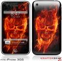 iPhone 3GS Decal Style Skin - Flaming Fire Skull Orange