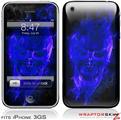 iPhone 3GS Decal Style Skin - Flaming Fire Skull Blue