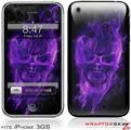 iPhone 3GS Decal Style Skin - Flaming Fire Skull Purple