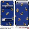 iPhone 3GS Decal Style Skin - Anchors Away Blue